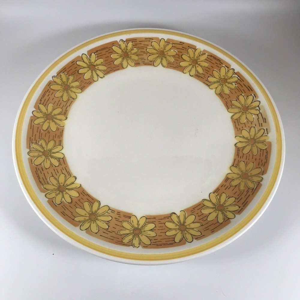 Ceramic Guild Esperanto Chop Plate Sleepy Hollow H825 Vintage MCM Yellow Flowers